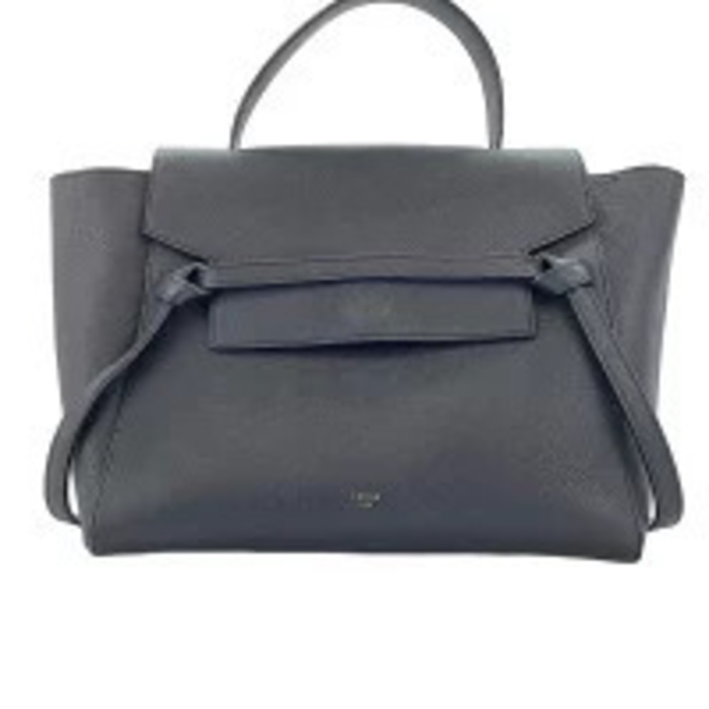 Celine Belt Leather Crossbody Bag Handbag Black